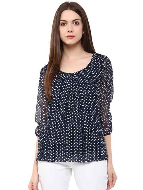 scoop neck polka dot top - 16703420 - Standard Image - 1