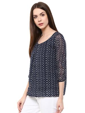 scoop neck polka dot top - 16703420 - Standard Image - 2