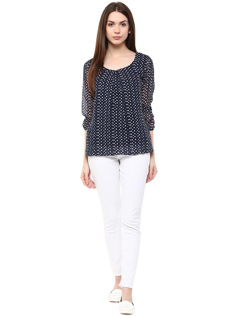 scoop neck polka dot top - 16703420 - Zoom Image - 4