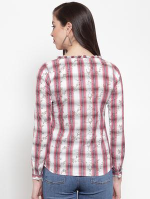 round neck checkered top - 16703422 - Standard Image - 3