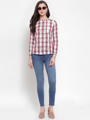 round neck checkered top - 16703422 - Standard Image - 4
