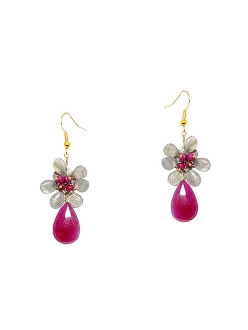pink silver drop earring - 16704019 - Standard Image - 1