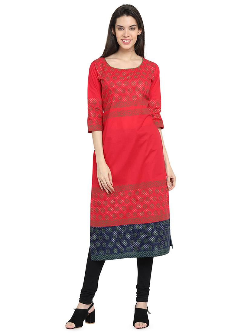 printed straight kurta - 16704256 - Zoom Image - 1
