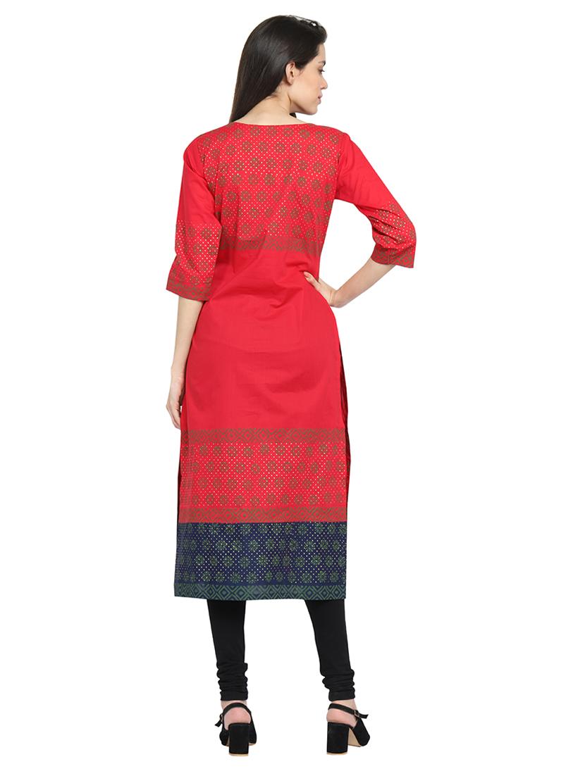 printed straight kurta - 16704256 - Zoom Image - 3