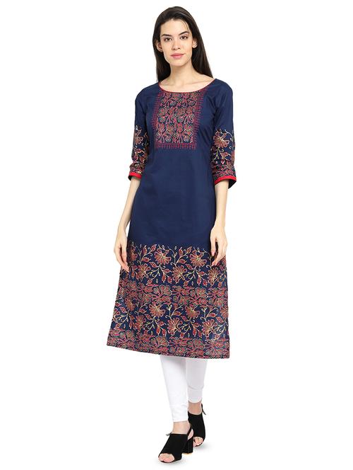 floral print straight kurta - 16704259 - Standard Image - 1