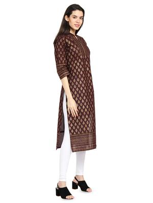 foil print straight kurta - 16704261 - Standard Image - 2