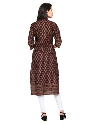 foil print straight kurta - 16704261 - Standard Image - 3