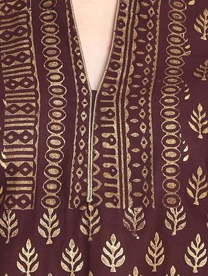 foil print straight kurta - 16704261 - Standard Image - 4