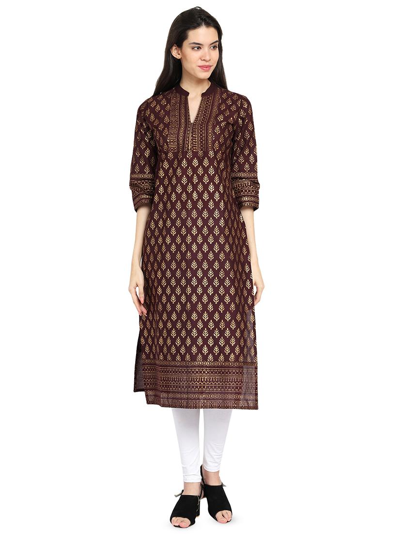 foil print straight kurta - 16704261 - Zoom Image - 1