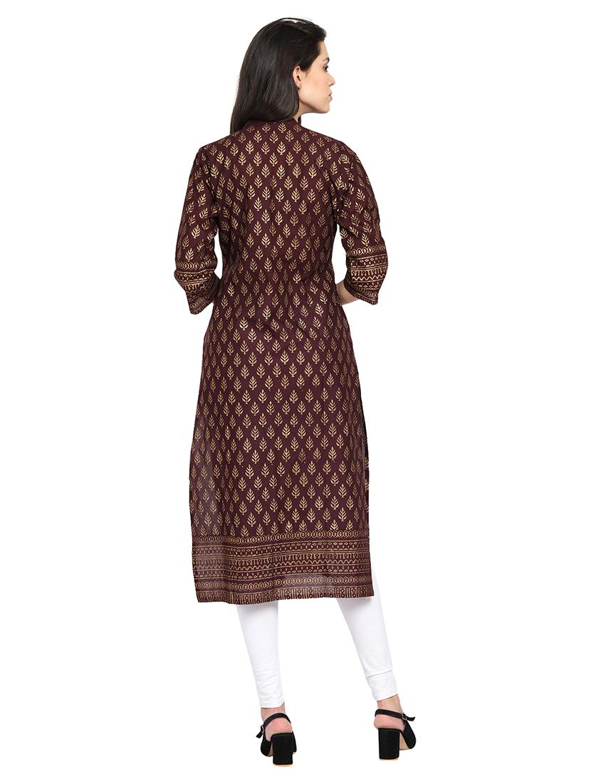 foil print straight kurta - 16704261 - Zoom Image - 3