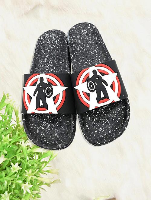 black rubber slip on flip flops - 16704277 - Standard Image - 1