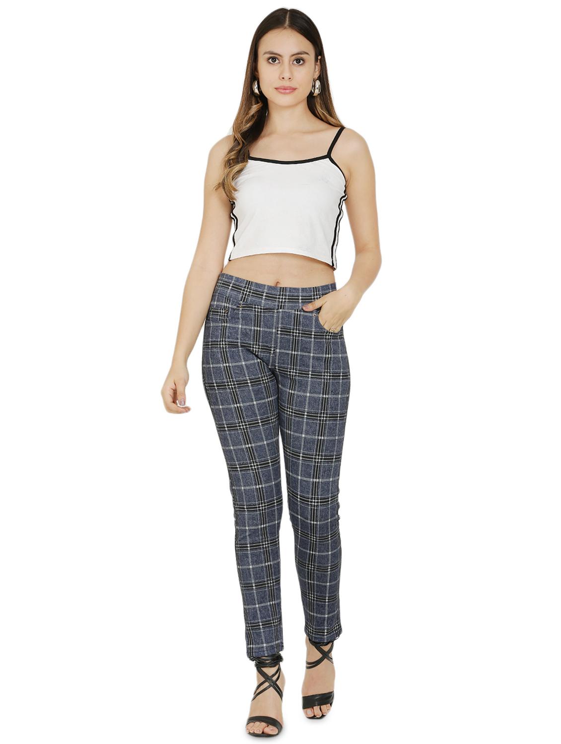 high rise checkered trouser - 16704335 - Zoom Image - 4