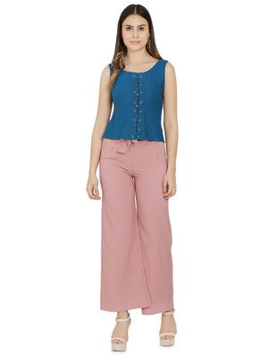 tie front striped wide leg trouser - 16704344 - Standard Image - 4