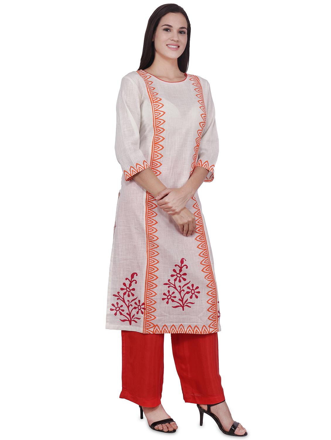 block print straight kurta - 16704365 - Zoom Image - 2