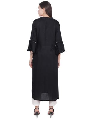 bell sleeves straight kurta - 16704366 - Standard Image - 3
