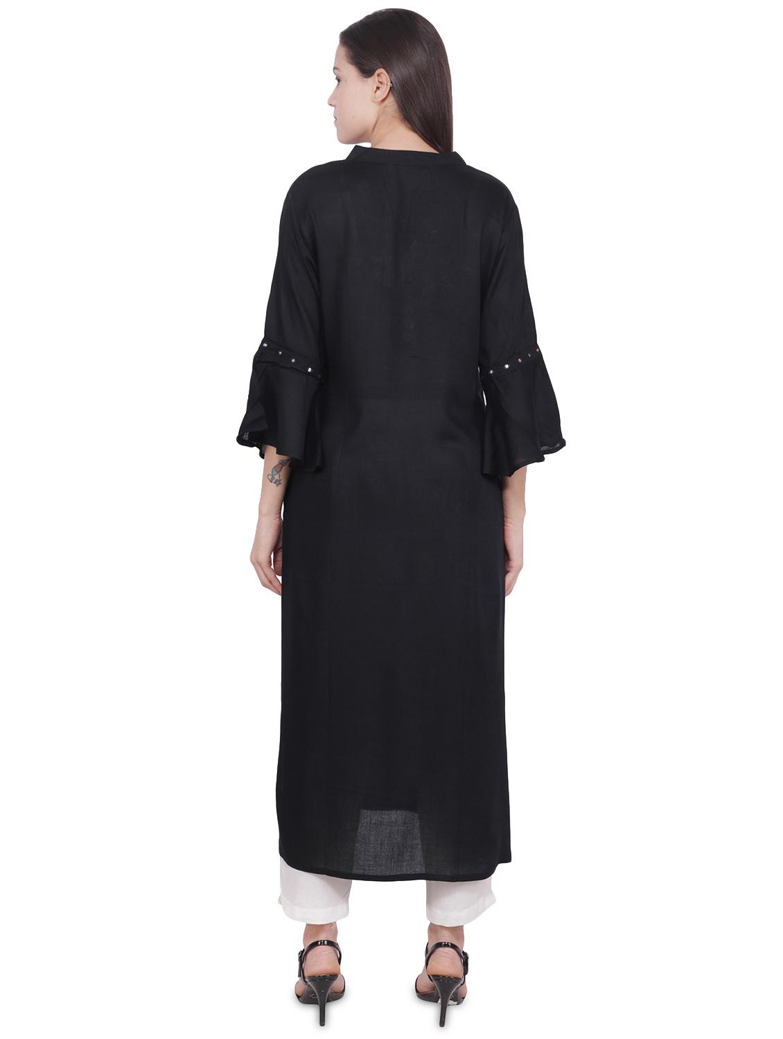 bell sleeves straight kurta - 16704366 - Zoom Image - 3