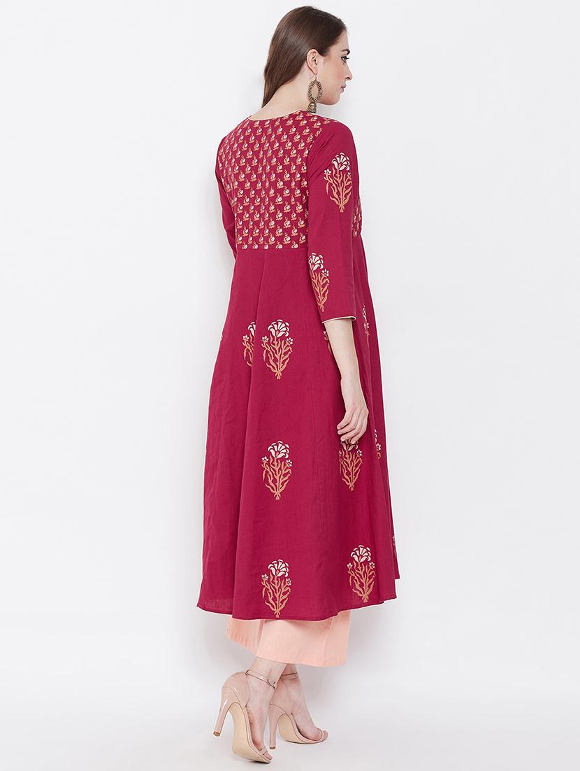 burgundy angrakha kurta - 16704391 - Zoom Image - 3