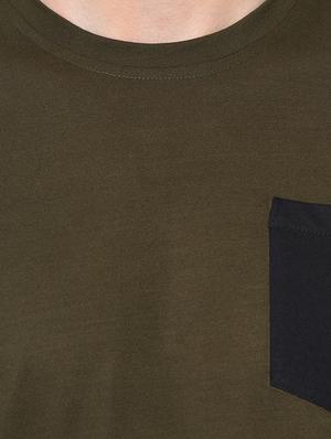 olive green solid pocket t-shirt - 16704428 - Standard Image - 4
