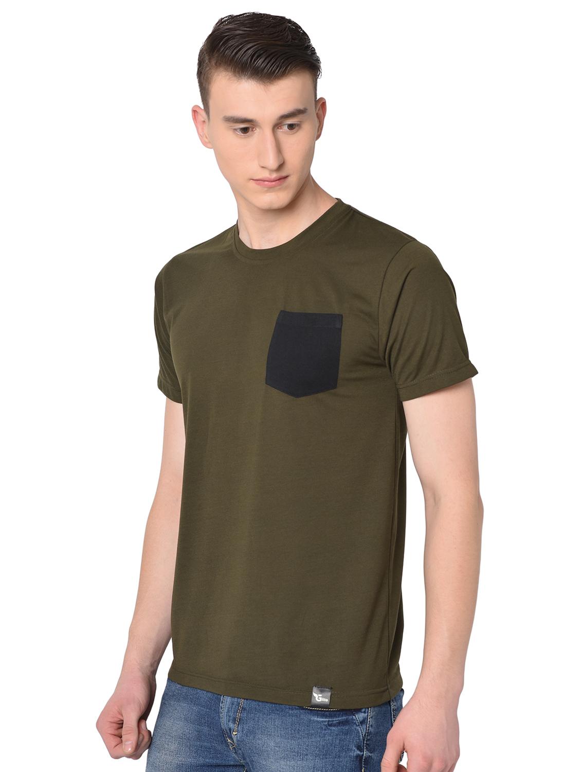 olive green solid pocket t-shirt - 16704428 - Zoom Image - 2