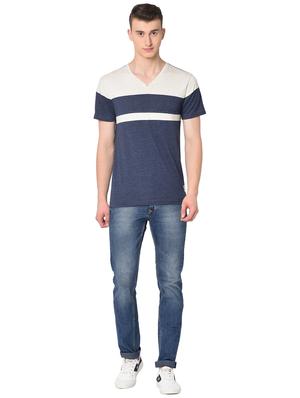 blue color block t-shirt - 16704432 - Standard Image - 4