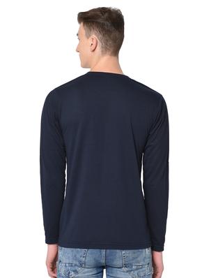 navy blue solid t-shirt - 16704439 - Standard Image - 3