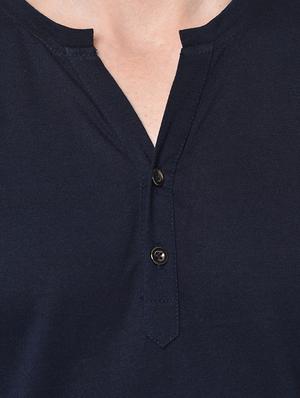 navy blue solid t-shirt - 16704439 - Standard Image - 4