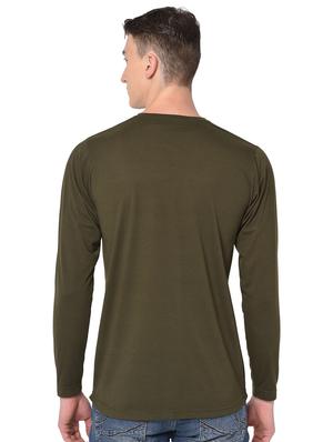 olive green solid t-shirt - 16704441 - Standard Image - 3