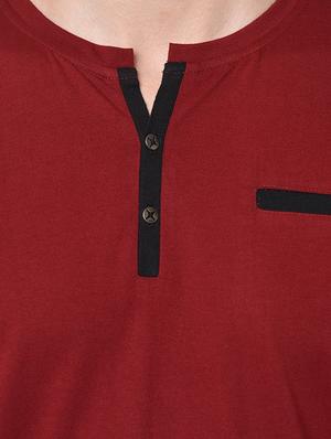 maroon color block pocket t-shirt - 16704442 - Standard Image - 4