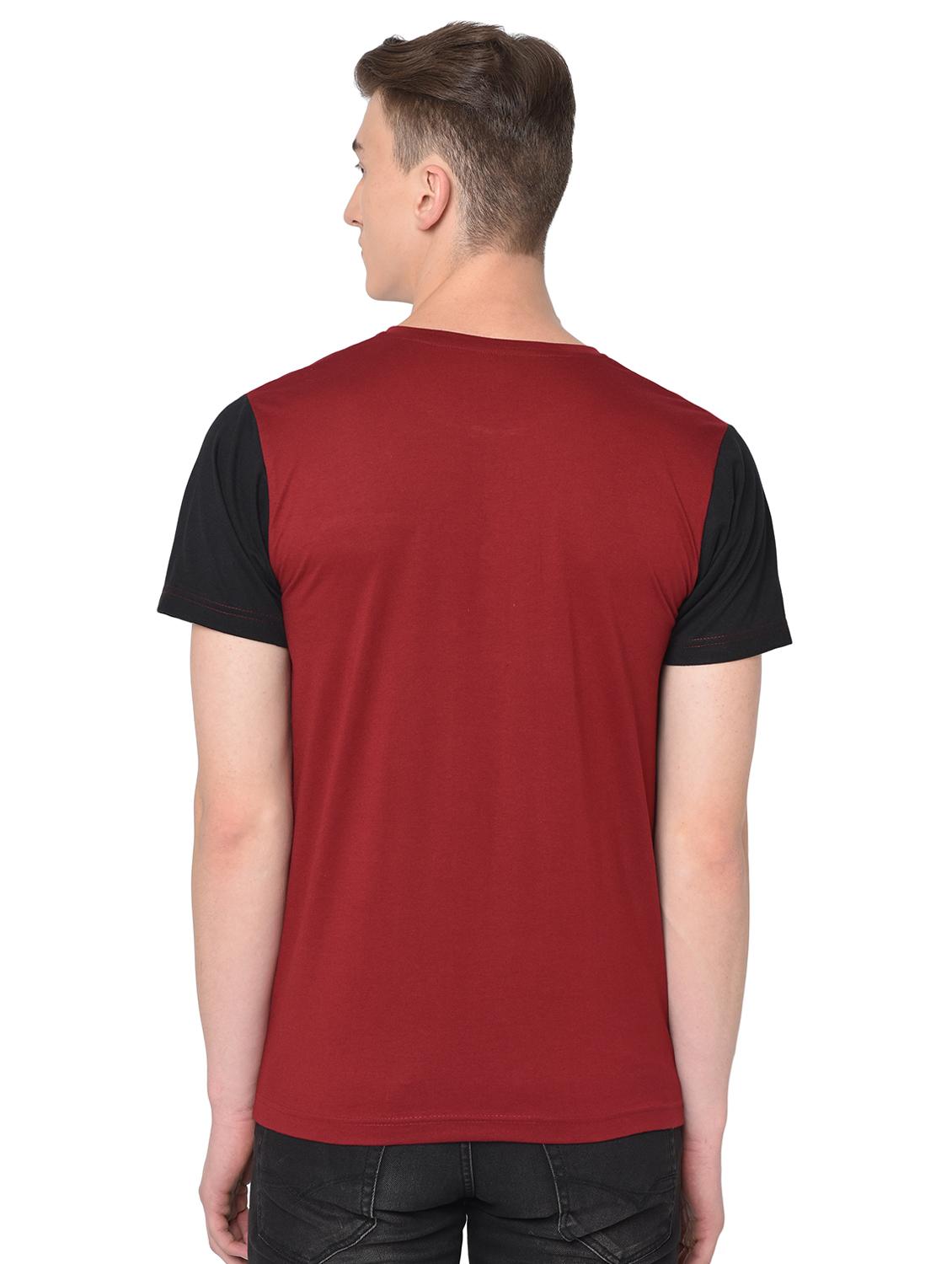 maroon color block pocket t-shirt - 16704442 - Zoom Image - 3
