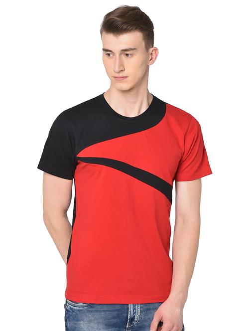 red color block t-shirt - 16704448 - Standard Image - 1
