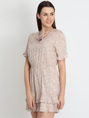tie up neck floral a-line dress - 16704474 - Standard Image - 2