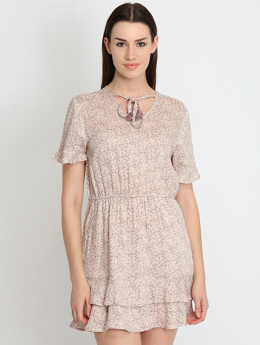 tie up neck floral a-line dress - 16704474 - Zoom Image - 1