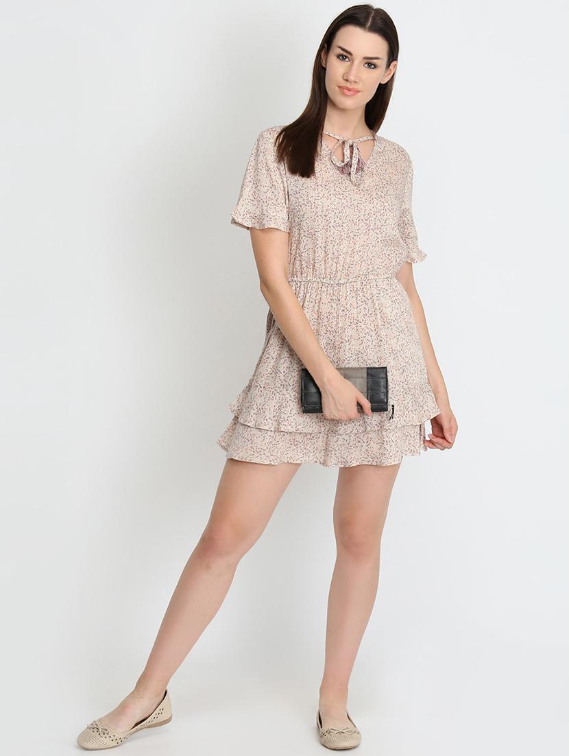 tie up neck floral a-line dress - 16704474 - Zoom Image - 4