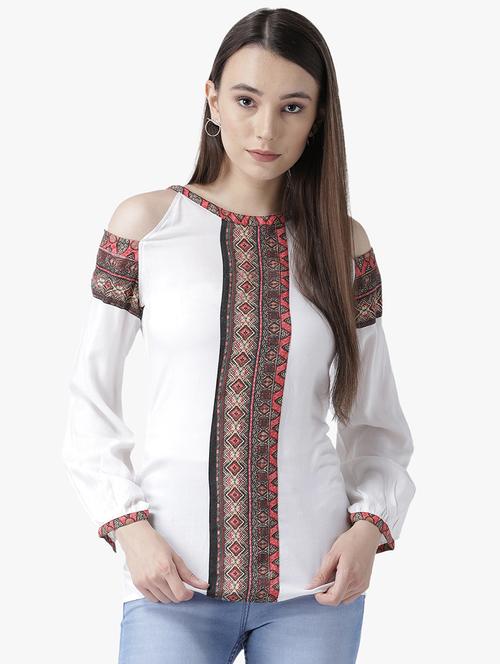 cold shoulder contrast panel top - 16704506 - Standard Image - 1