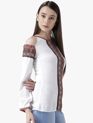 cold shoulder contrast panel top - 16704506 - Standard Image - 2