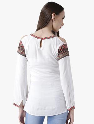 cold shoulder contrast panel top - 16704506 - Standard Image - 3