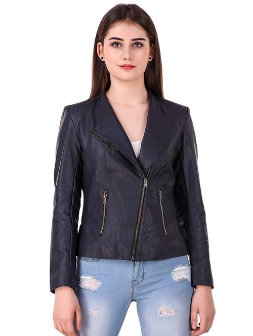 lapel neck leather/leatherette jacket - 16704556 - Standard Image - 1