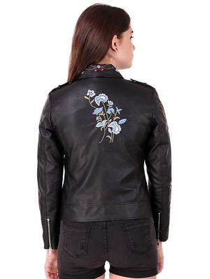 embroidered detail leather/leatherette jacket - 16704559 - Standard Image - 4