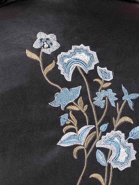embroidered detail leather/leatherette jacket - 16704559 - Zoom Image - 5