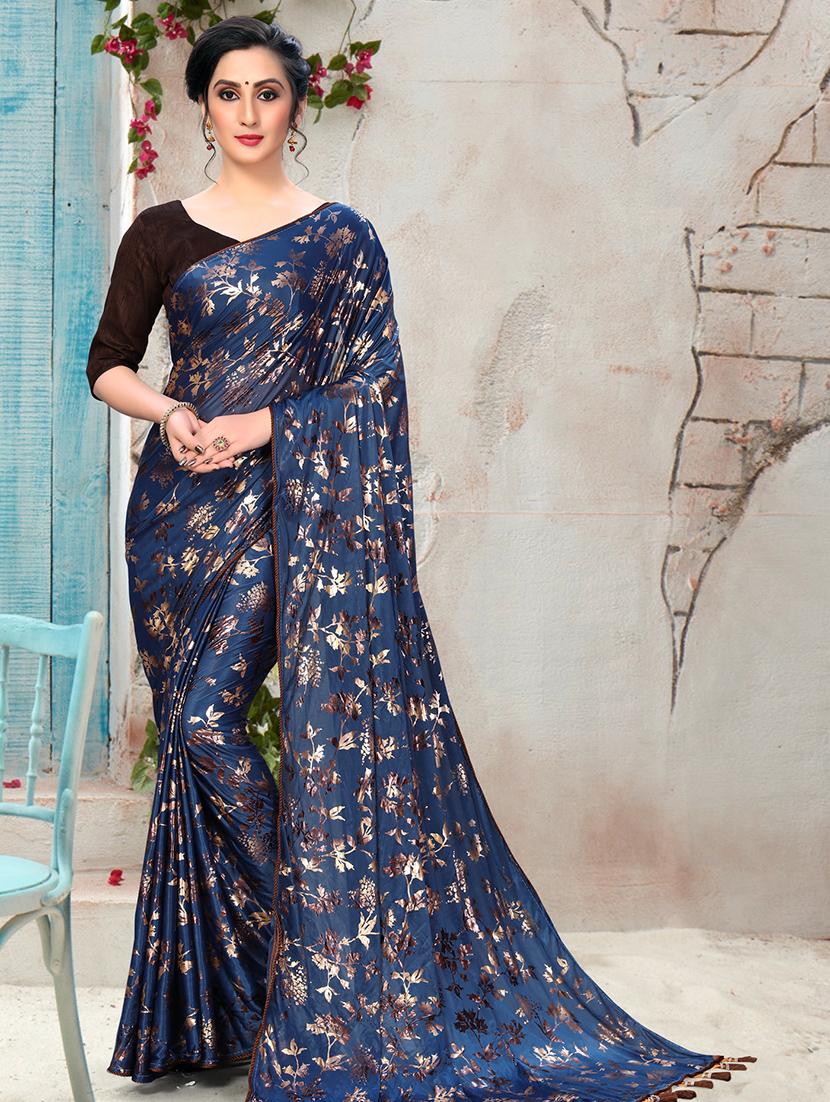 floral printed saree with blouse - 16704602 - Zoom Image - 1