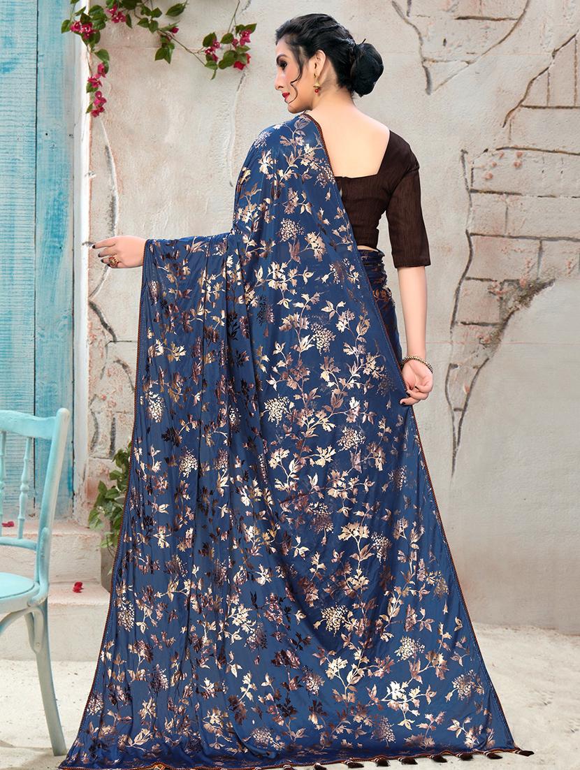 floral printed saree with blouse - 16704602 - Zoom Image - 2