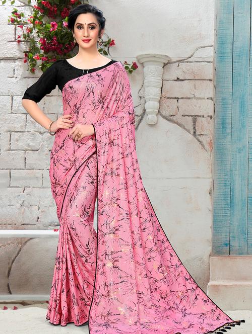 abstract printed saree with blouse - 16704605 - Very Small Image - 1