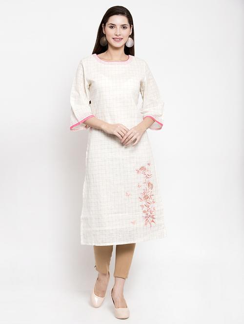 checkered straight kurta - 16704607 - Standard Image - 1