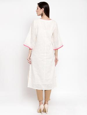 checkered straight kurta - 16704607 - Standard Image - 3