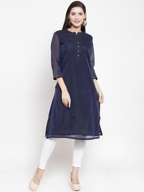 solid straight kurta - 16704611 - Standard Image - 1