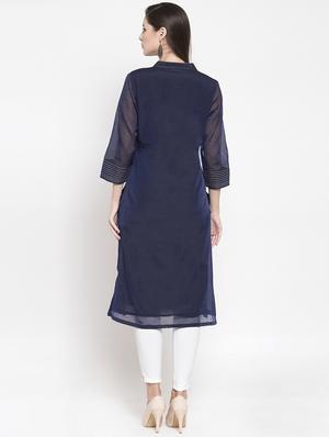 solid straight kurta - 16704611 - Standard Image - 3