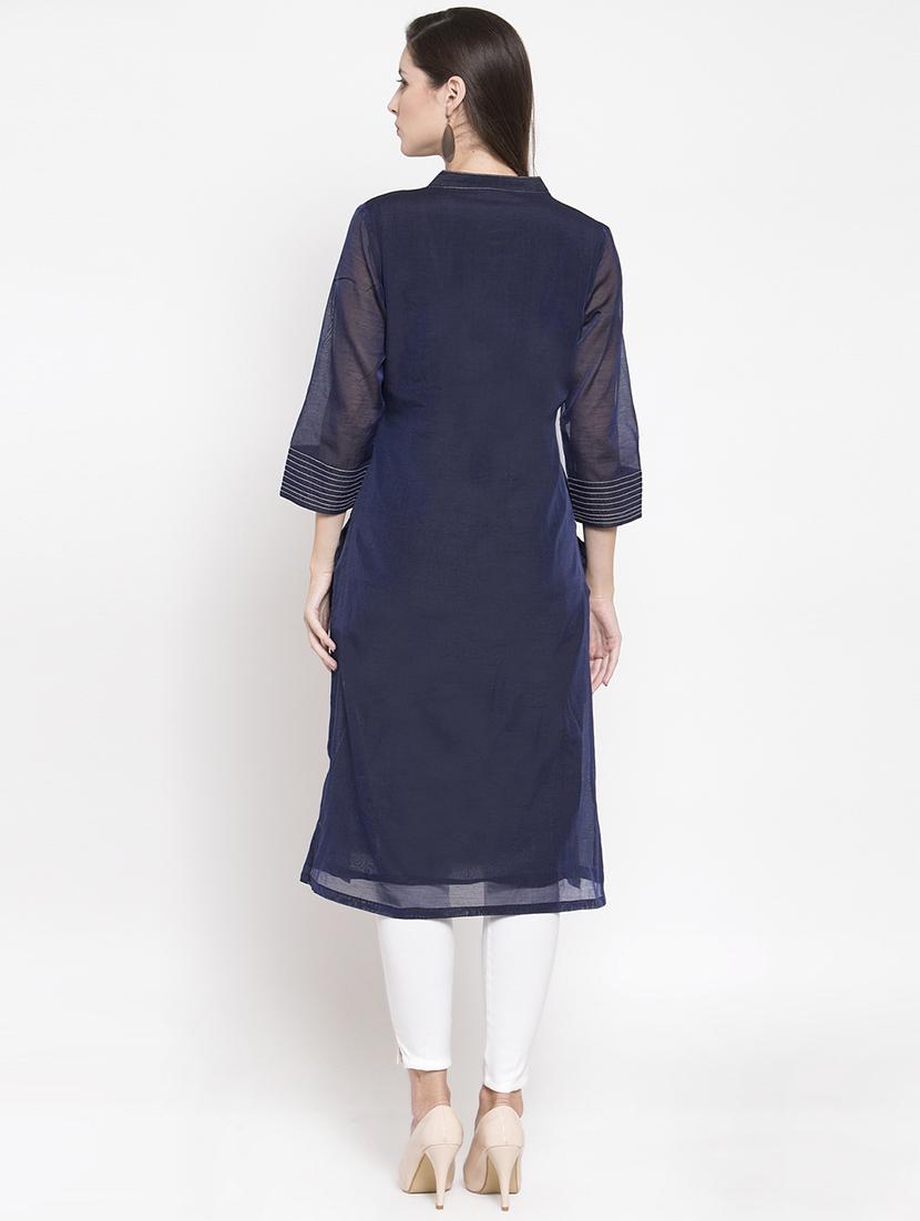 solid straight kurta - 16704611 - Zoom Image - 3