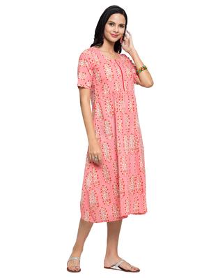 printed a-line ethnic dress - 16704749 - Standard Image - 2