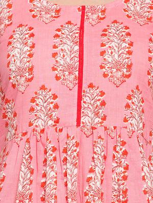 printed a-line ethnic dress - 16704749 - Standard Image - 5