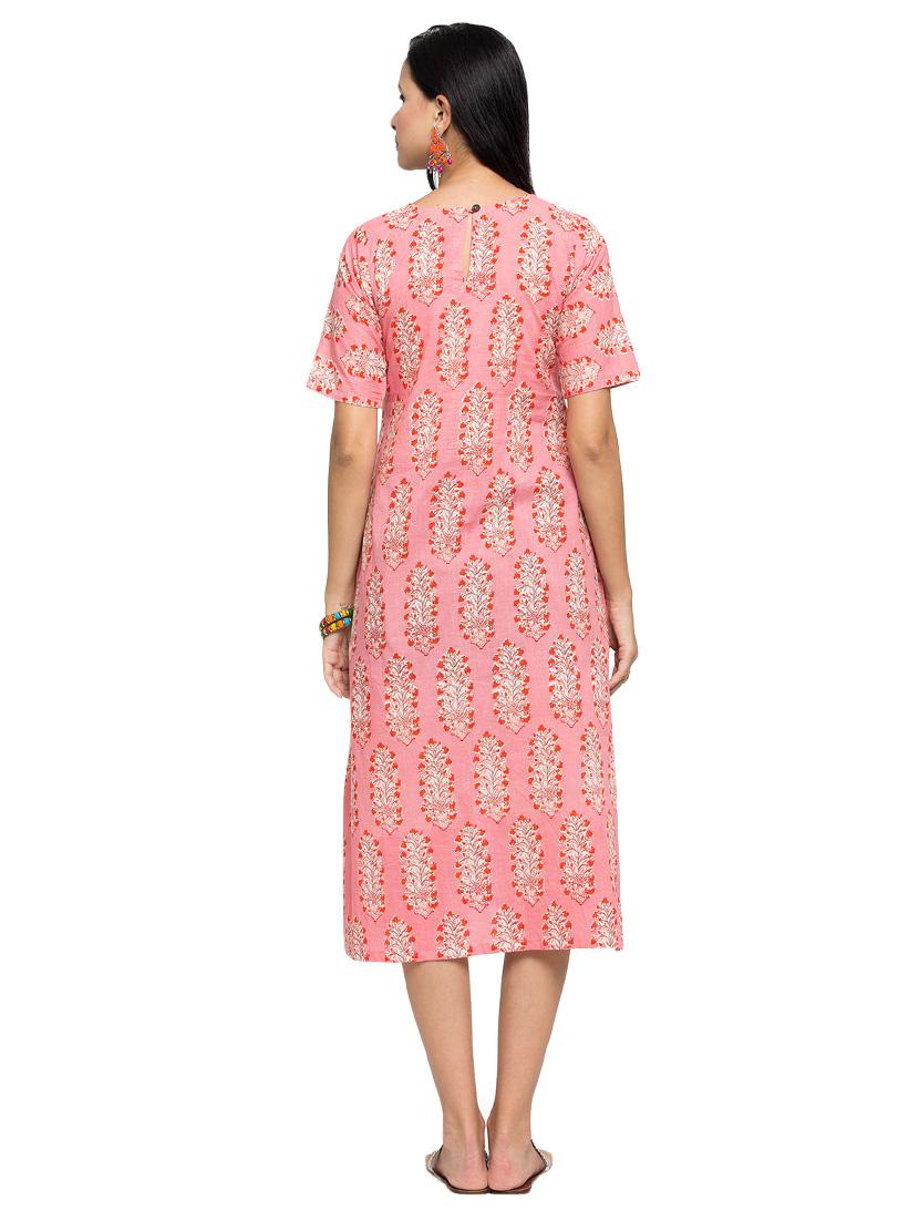 printed a-line ethnic dress - 16704749 - Zoom Image - 3